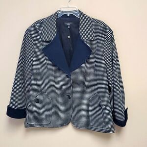 ‎TALBOTS Navy Cotton Polka Dot Blazer - Size 24W